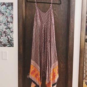 Boho Long and Flowy Navy Sundress Anthro